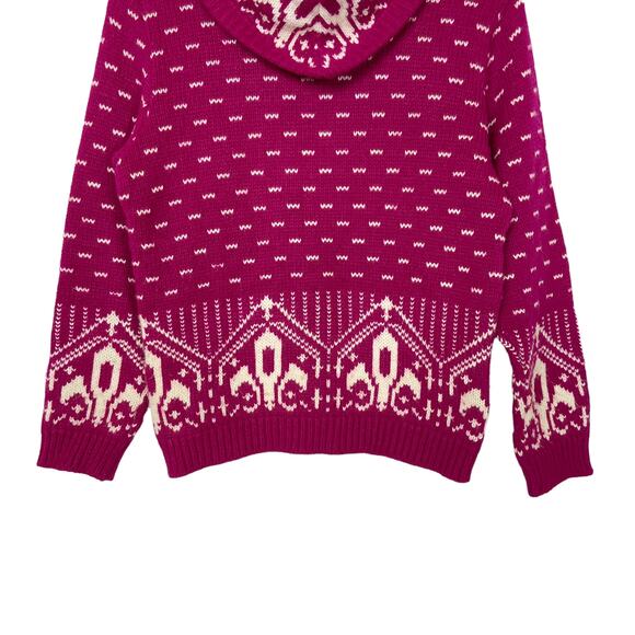 Vintage Chunky Knit Sweater Hampton Knitting Mills Olympic Pink Fair Isle Medium - Picture 4 of 7